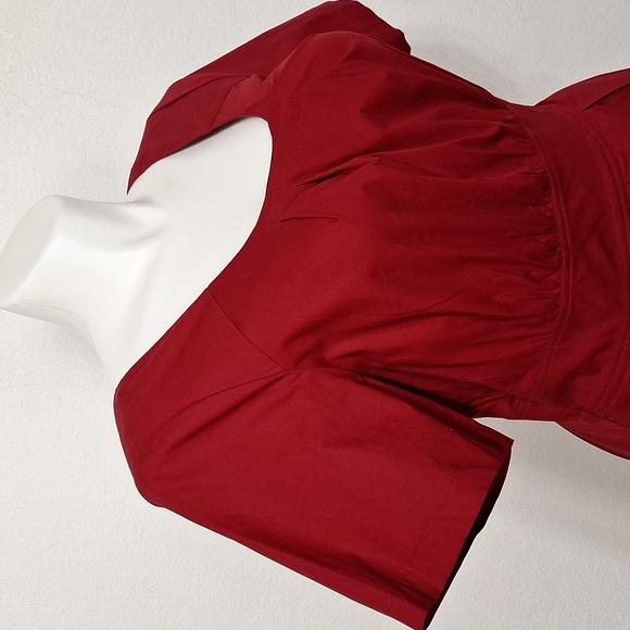 eShakti Red Burgundy Whimsigoth Witchy A-Line Midi Dress W/Pockets Plus Size 2X - Picture 6 of 14